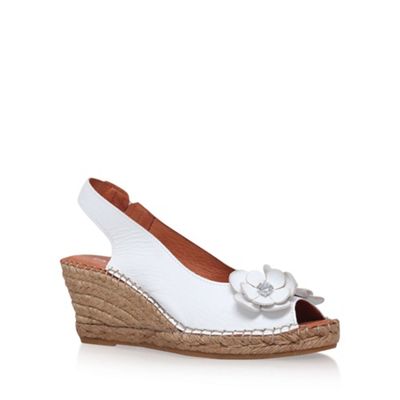 White 'Poppy' high heel wedge sandals